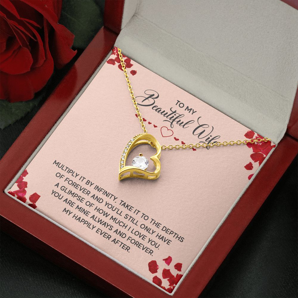 Couples Gifts, To My Beautiful Wife Necklace Gifts From Husband, Wedding Anniversary Jewelry For Wife From Husband, Wife Birthday From Husband, To My Soulmate Message Card and Gift Box styles On Birthday, Christmas, Anniversary  Forever Love