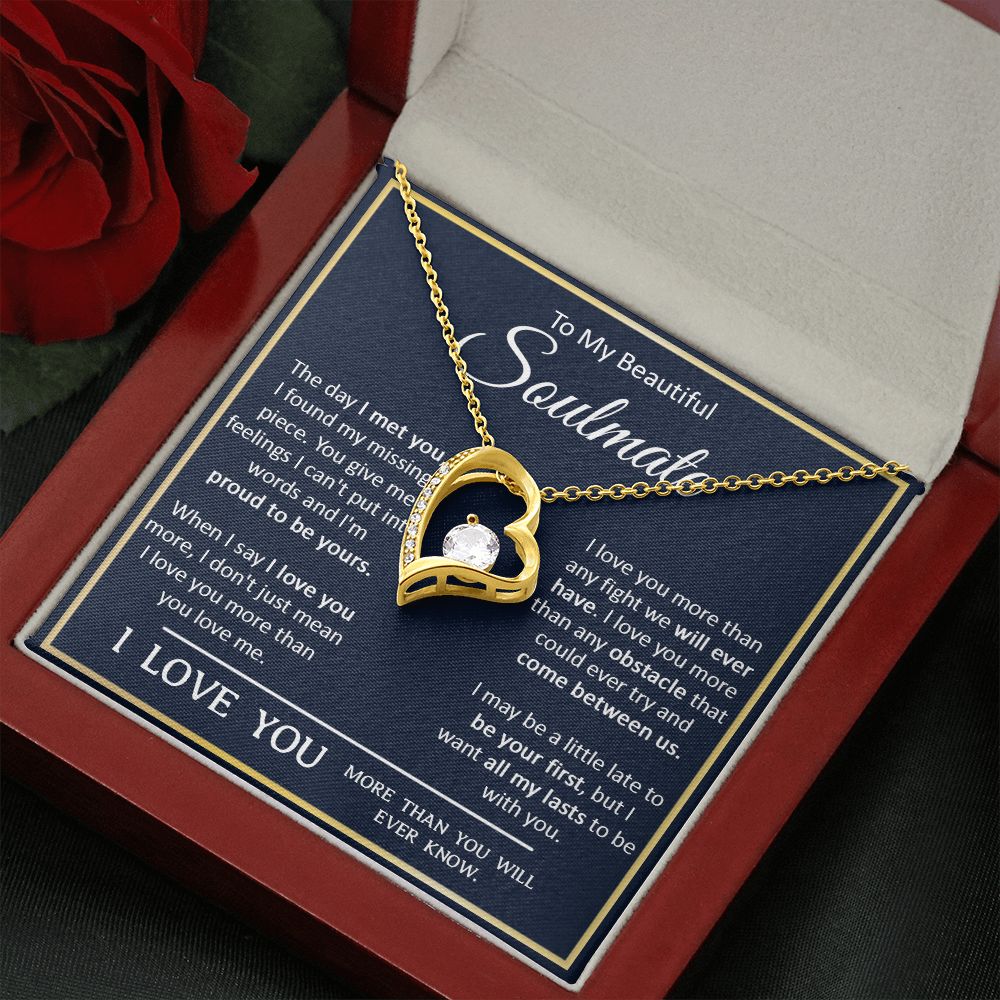 Couples Gifts, My Beautiful Soulmate Necklace Gifts From Husband, Wedding Anniversary For Wife From Husband, To My  Wife Necklace, Necklace Custom Name Message Card and Gift Box Styles on Birthday, Christmas, Wedding, Anniversary Forever Love