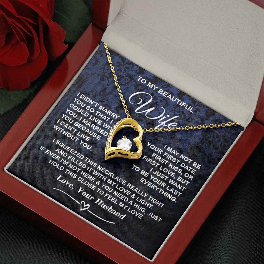 Wife Necklace Gifts from Husband, Gifts for Wife Anniversary from Husband, Necklaces for Wife from Husband to My Wife Message Card and Necklace Gift Box Gift Box Styles on Birthday, Christmas, Wedding, Anniversary, Valentine Forever Love