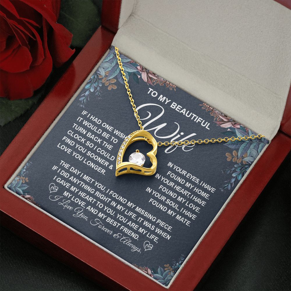 To My Beautiful Wife Necklace Gift for Her, Soulmate for Wife Valentine Gifts from Husband, Birthday Jewelry for Women, Soulmate Gifts, Message Card and Necklace Gifts Box Gift Box Styles on Birthday, Wedding, Anniversary, Valentine Forever Love