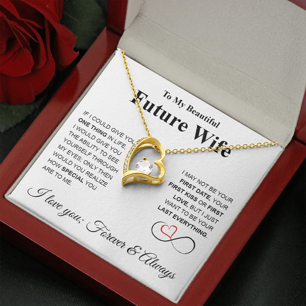 Future Wife Necklace My Last Everything, Promise Necklace For Her, Fiance Gifts For Her, Valentine Gifts For Future Wife With Message Card Box LED, Soulmate Necklace For Women, To My Wife Necklace copy Forever Love