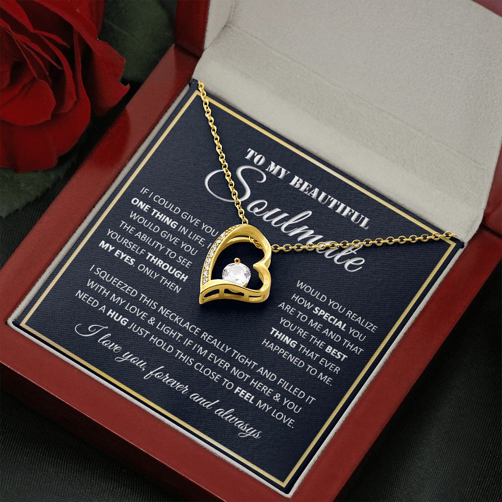Couples Gifts, To My Beautiful Soulmate Necklace Gifts From Husband, Wedding Anniversary For Wife From Husband, My Beautiful Wife, Necklace Custom Name Message Card and Gift Box Styles on Birthday, Christmas, Wedding, Anniversary Forever Love