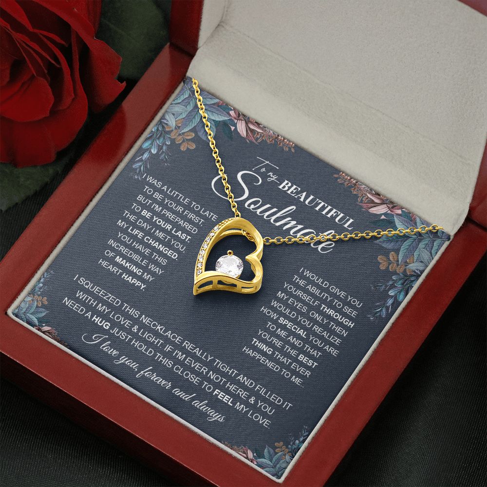 to My Beautiful Soulmate Necklace Future Wife Gifts, Promise Necklace For Her, Fiance Gifts For Her, Anniversary Birthday Gifts For Future Wife With Message Card Box LED, Soulmate Necklace For Women, To My Wife Necklace Forever Love