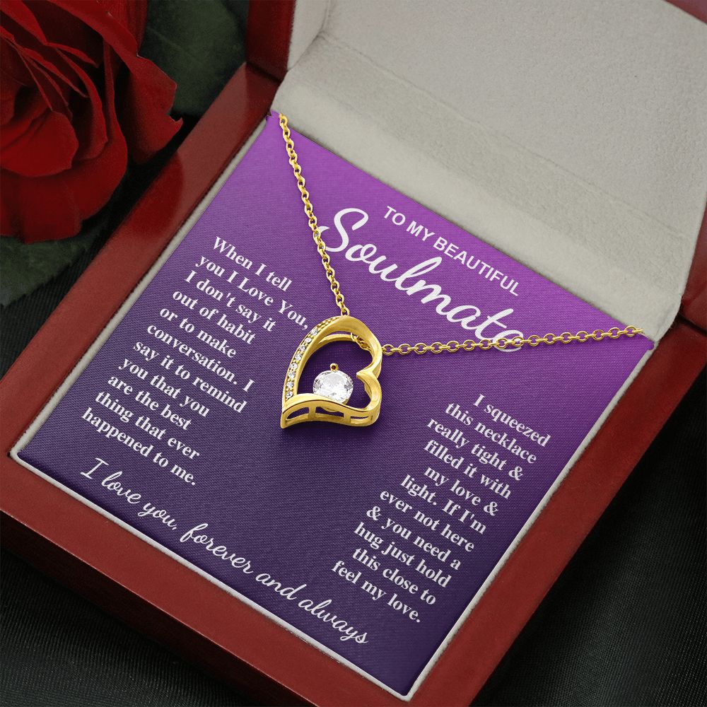 To My Beautiful Soulmate Necklace Gift for Her, Soulmate for Wife Birthday Gifts from Husband, Valentine for Women, Soulmate Gifts, Message Card and Necklace Gifts Box Gift Box Styles on Birthday, Wedding, Anniversary, Valentine Forever Love