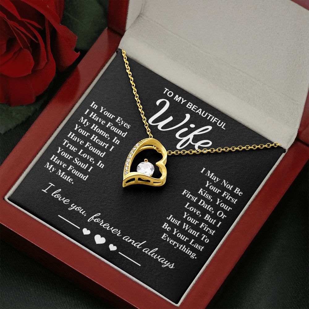 To My Beautiful Wife Necklace Gifts, Soulmate for Wife Birthday Gifts from Husband, Valentine for Women, Soulmate Gifts, Message Card and Necklace Gifts Box Gift Box Styles on Birthday, Wedding, Anniversary, Valentine Forever Love