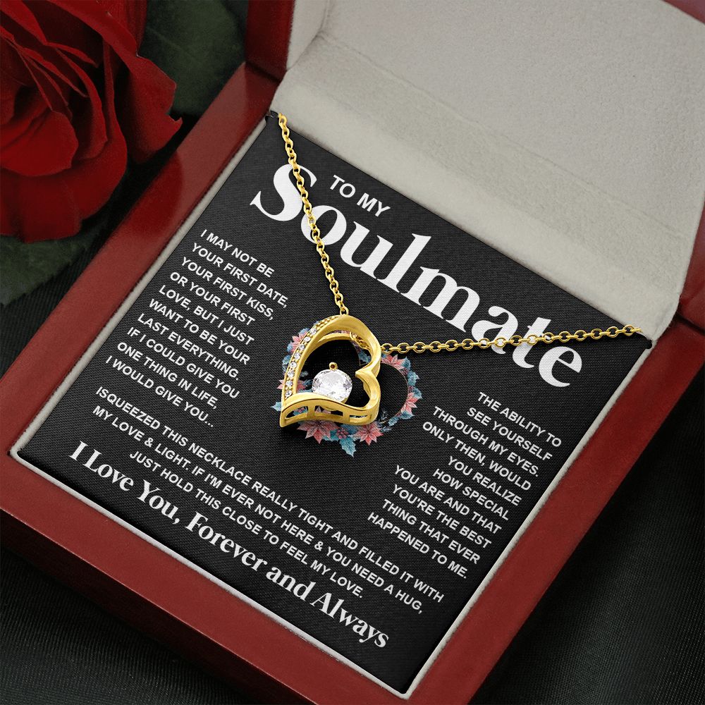 Couples Gifts Necklace To My Soulmate Necklace Birthday Christmas Jewelry Romantic Gifts For My Wife Pendant Jewelry with Message Card and Box Necklaces for Women Valentines Day Happy Anniversary Wedding Present Forever Love