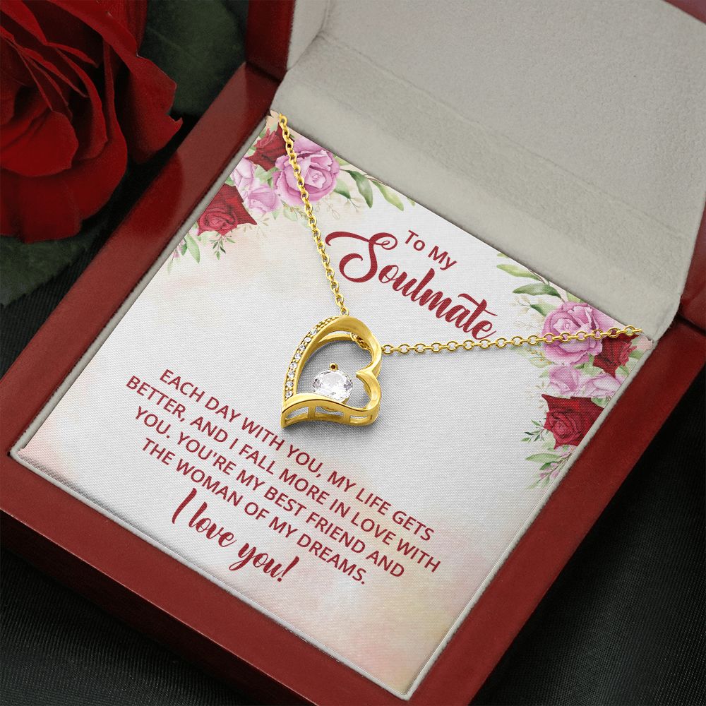 To My Soulmate Necklace I Love You Wife Love Knot Message Card and Box Gift Set for Girlfriend Women from Husband Boyfriend Couples, Meaningful Necklace Message Card and Gift Box Styles on Birthday, Christmas, Anniversary Forever Love