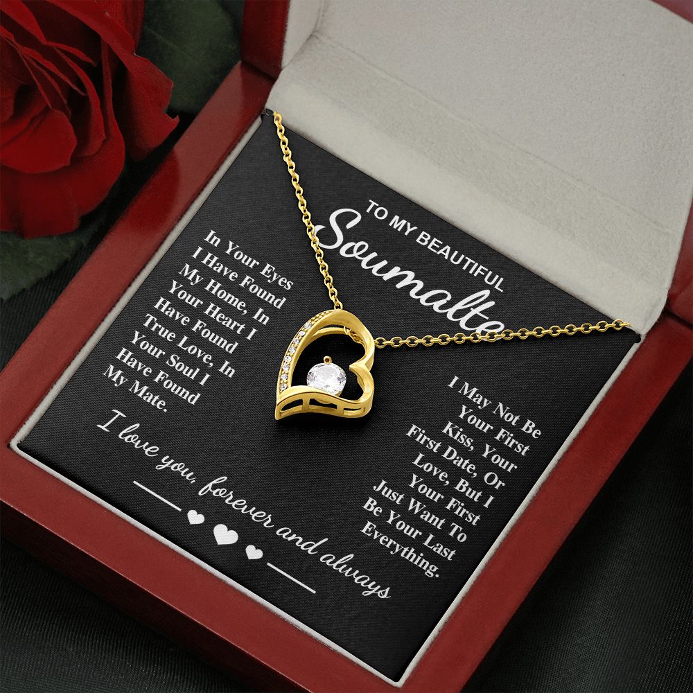 To My Beautiful Soulmate Necklace Gifts, Soulmate for Wife Birthday Gifts from Husband, Valentine for Women, Soulmate Gifts, Message Card and Necklace Gifts Box Gift Box Styles on Birthday, Wedding, Anniversary, Valentine Forever Love