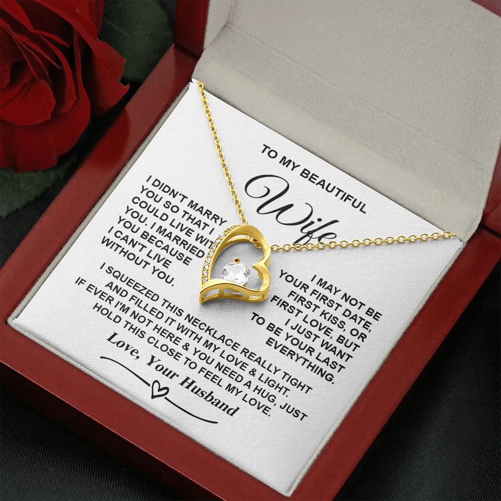 Wife Necklace Gifts from Husband, Gifts for Wife Birthday from Husband, Necklaces for Wife from Husband to My Wife Message Card and Necklace Gift Box Gift Box Styles on Birthday, Christmas, Wedding, Anniversary, Valentine Forever Love