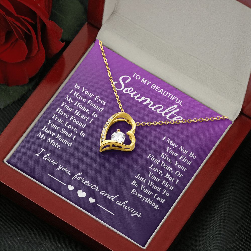 To My Beautiful Soulmate Necklace Gift, Soulmate for Wife Birthday Gifts from Husband, Valentine for Women, Soulmate Gifts, Message Card and Necklace Gifts Box Gift Box Styles on Birthday, Wedding, Anniversary, Valentine Forever Love