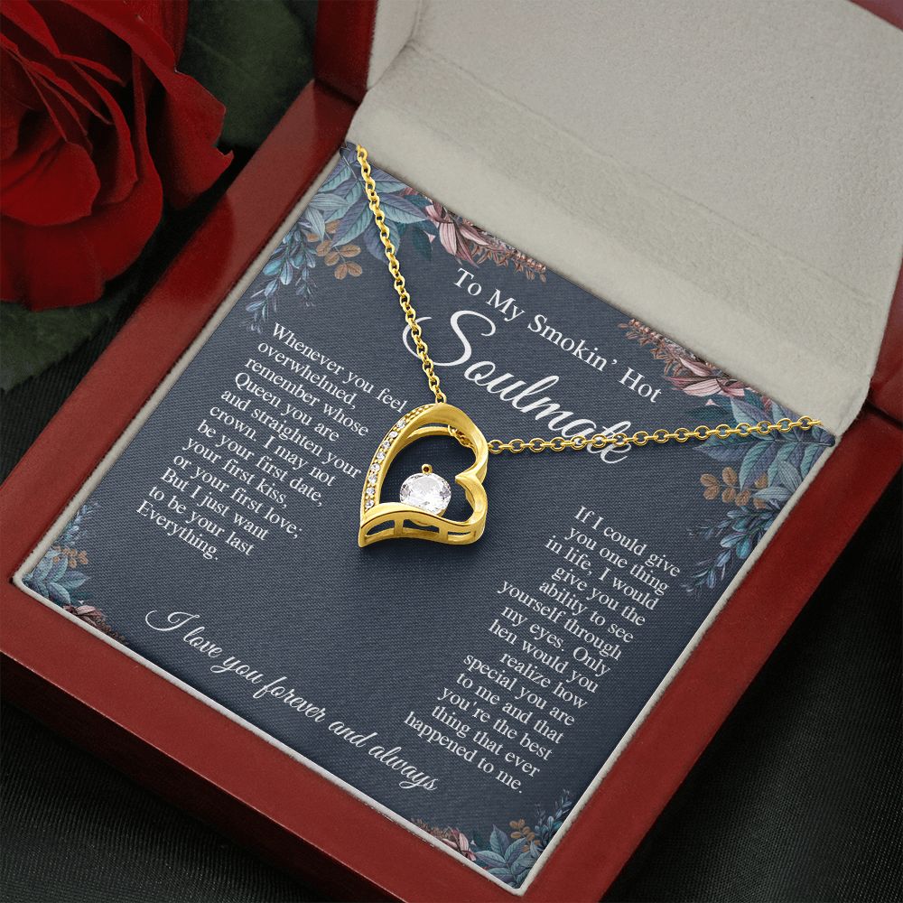 To My Smokin' Hot Soulmate Necklace, Valentine Anniversary Jewelry Gifts for Women, Anniversary Gifts For Wife From Husband To My Wife Necklace Message Card and Necklace Gift Box Gift Box Styles on Birthday, Wedding, Anniversary, Valentine Forever Love