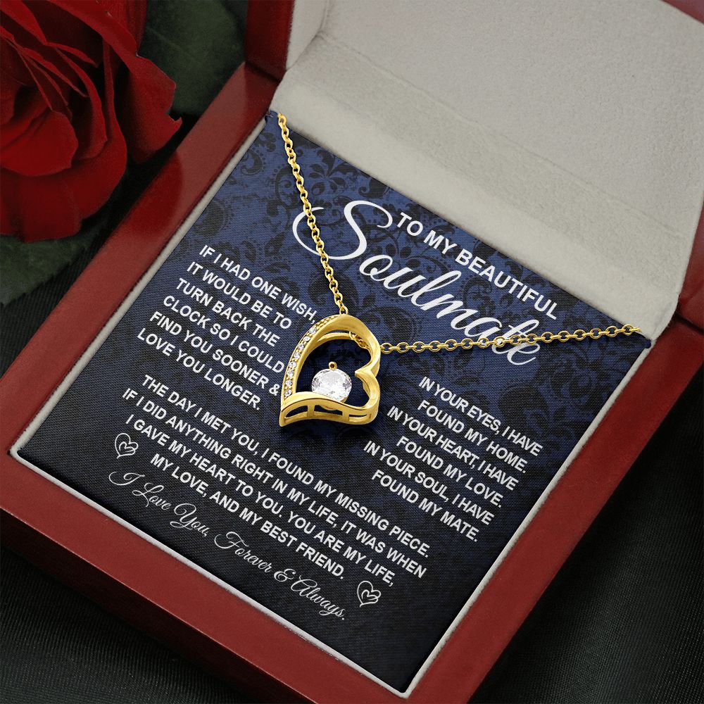 To My Beautiful Soulmate Necklace Gift for Her, Soulmate for Wife Birthday Gifts from Husband, Wedding Jewelry for Women, Soulmate Gifts, Message Card and Necklace Gifts Box Gift Box Styles on Birthday, Wedding, Anniversary, Valentine Forever Love