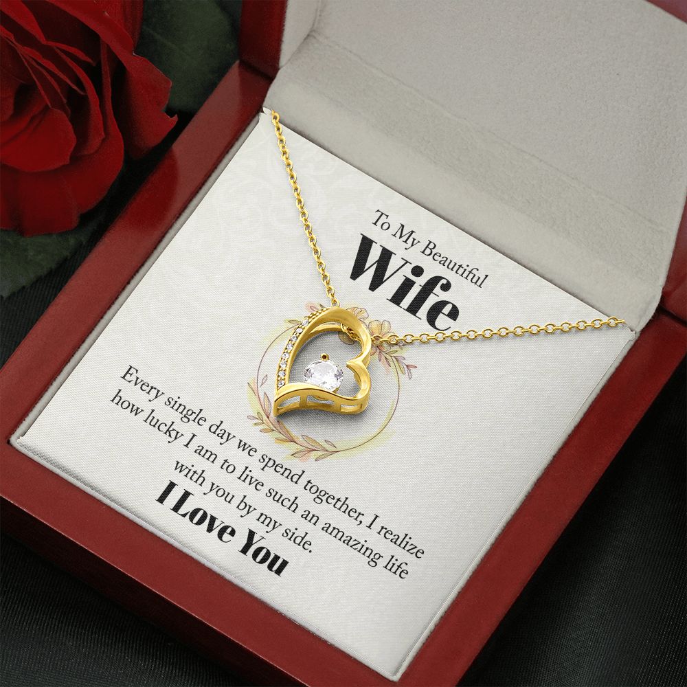 Wife Necklace Gifts From Husband, Wedding Anniversary Jewelry For Wife From Husband, Wife Birthday From Husband, Necklaces For Wife From Husband To My Wife Necklace, Necklace Message Card and Gift Box Styles on Birthday, Christmas, Anniversary  Forever Lo