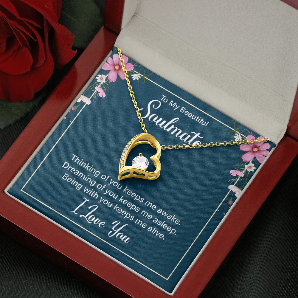 To My Beautiful Soulmate Necklace for her Jewelry For Her Couples Gifts Necklaces For Soul Mate Christmas Jewelry, Love Knot Meaningful Necklace Message Card and Gift Box Styles on Birthday, Christmas, Anniversary  Forever Love