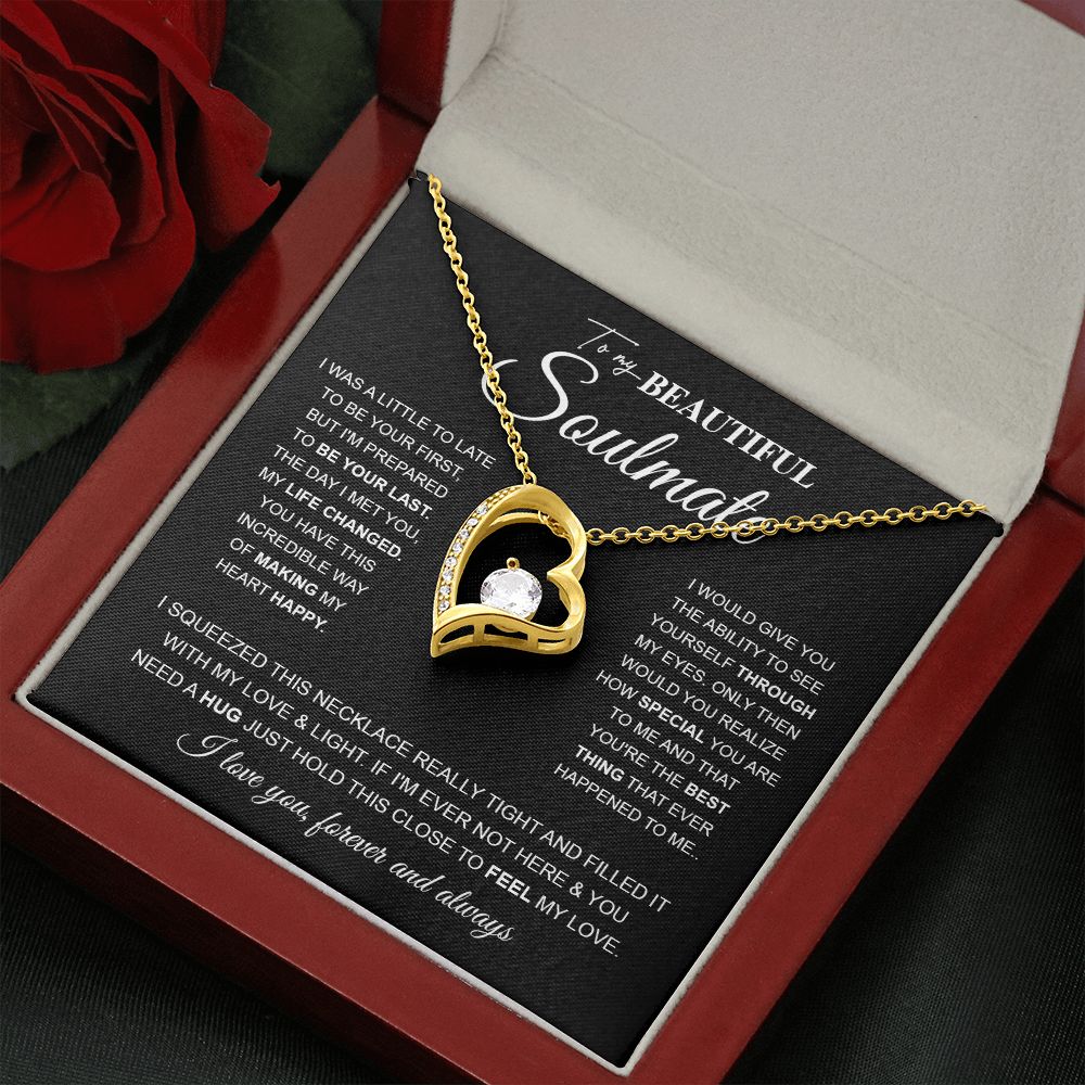 to My Beautiful Soulmate Necklace Future Wife Gifts, Promise Necklace For Her, Fiance Gifts For Her, Wedding Valentine Gifts For Future Wife With Message Card Box LED, Soulmate Necklace For Women, To My Wife Necklace Forever Love