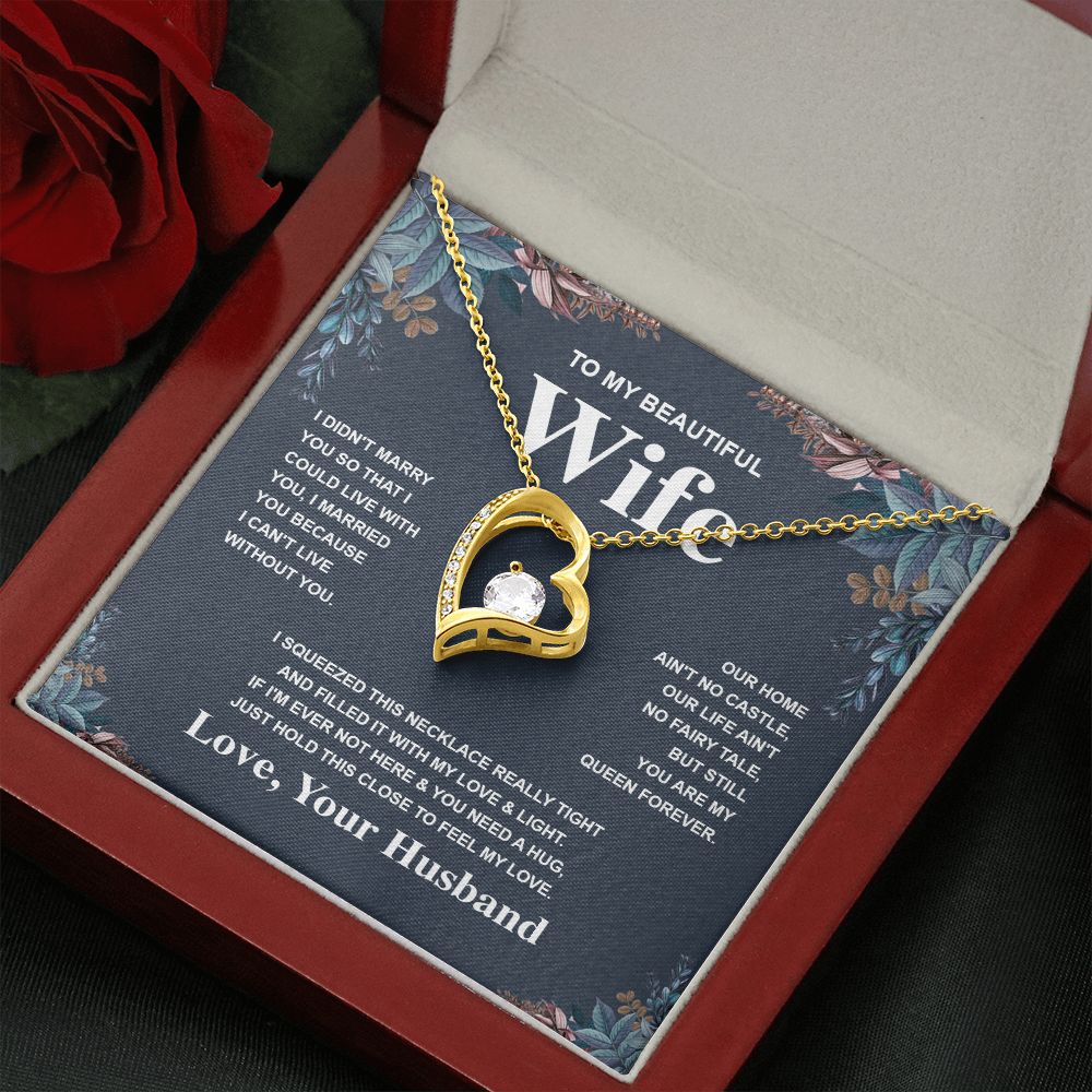 Wife Necklace Gift From Husband To My Badass Wife Valentines Days Anniversary Jewelry with Message Card and Gift Box. Gift for Wife. Necklace Gift Set for Wife Message Card and Necklace Gifts Box Gift Box Styles Forever Love