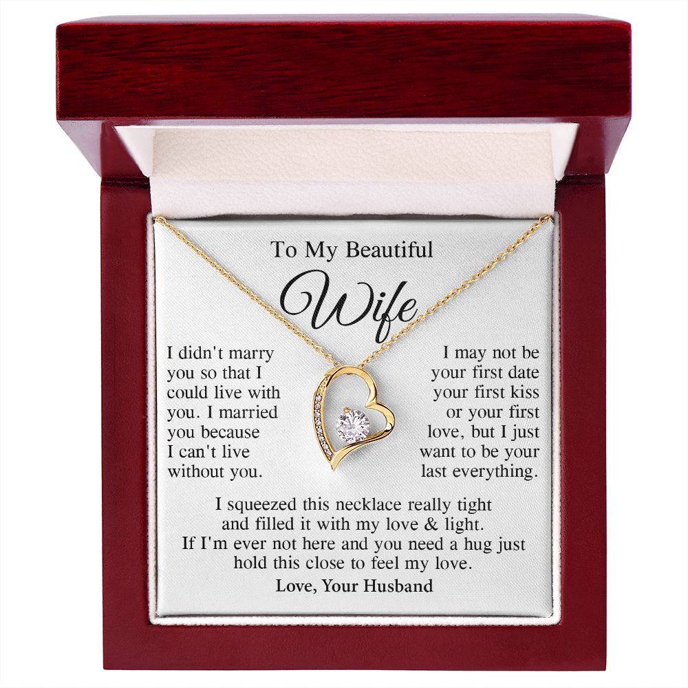 Wife Necklace Gift From Husband, Wedding Anniversary Romantic Gifts for Wife from Husband, Wife Birthday Gifts Message Card and Necklace Gifts Box Gift Box Styles on Birthday, Wedding, Anniversary, Valentine Forever Love
