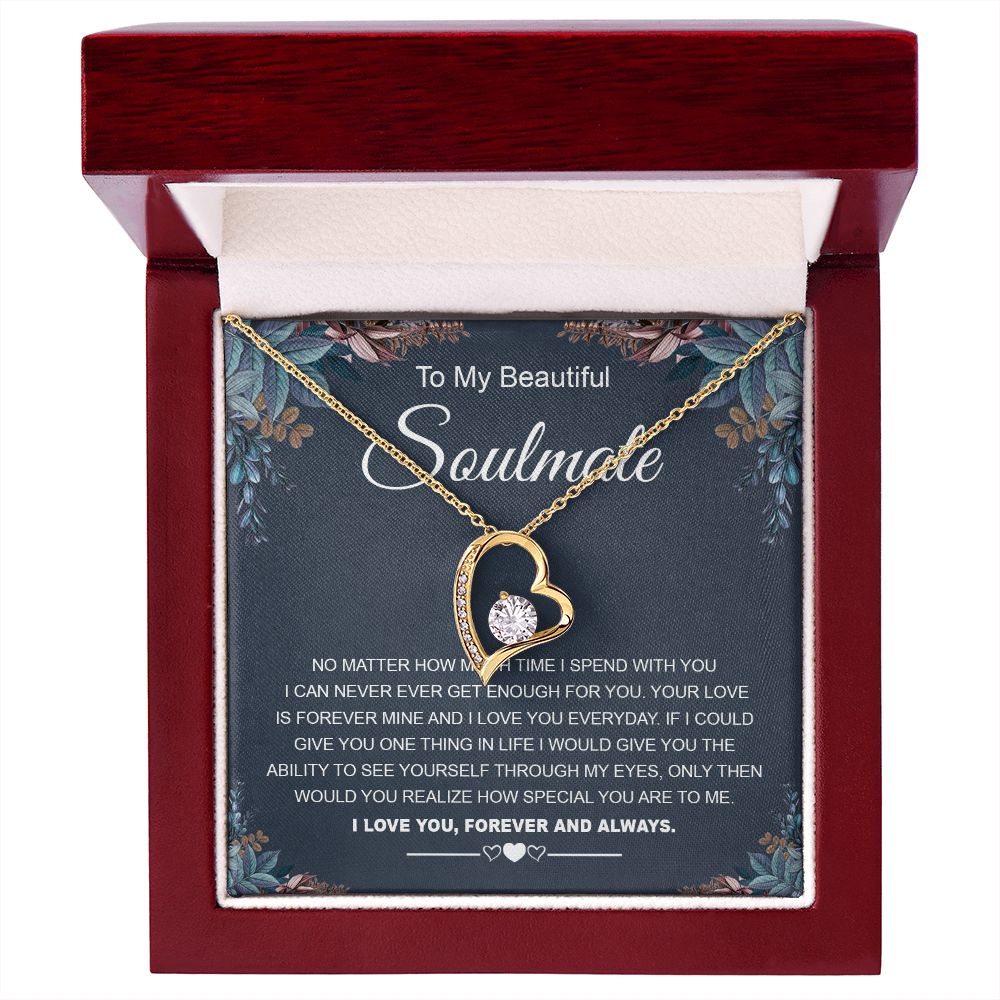 To My Beautiful Soulmate Necklace Gifts for Wife from Husband, Soulmate Valentine Gifts, Gift for Wife, Message Card and Necklace Gift Box Gift Box Styles on Birthday, Wedding, Anniversary, Valentine Forever Love