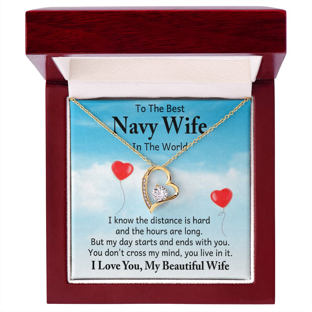 Couples Gifts, To My Navy Wife Necklace Gifts From Husband, Wedding Anniversary Jewelry For Wife From Husband, Wife Birthday From Husband, To My Soulmate Message Card and Gift Box styles On Birthday, Christmas, Anniversary  Forever Love
