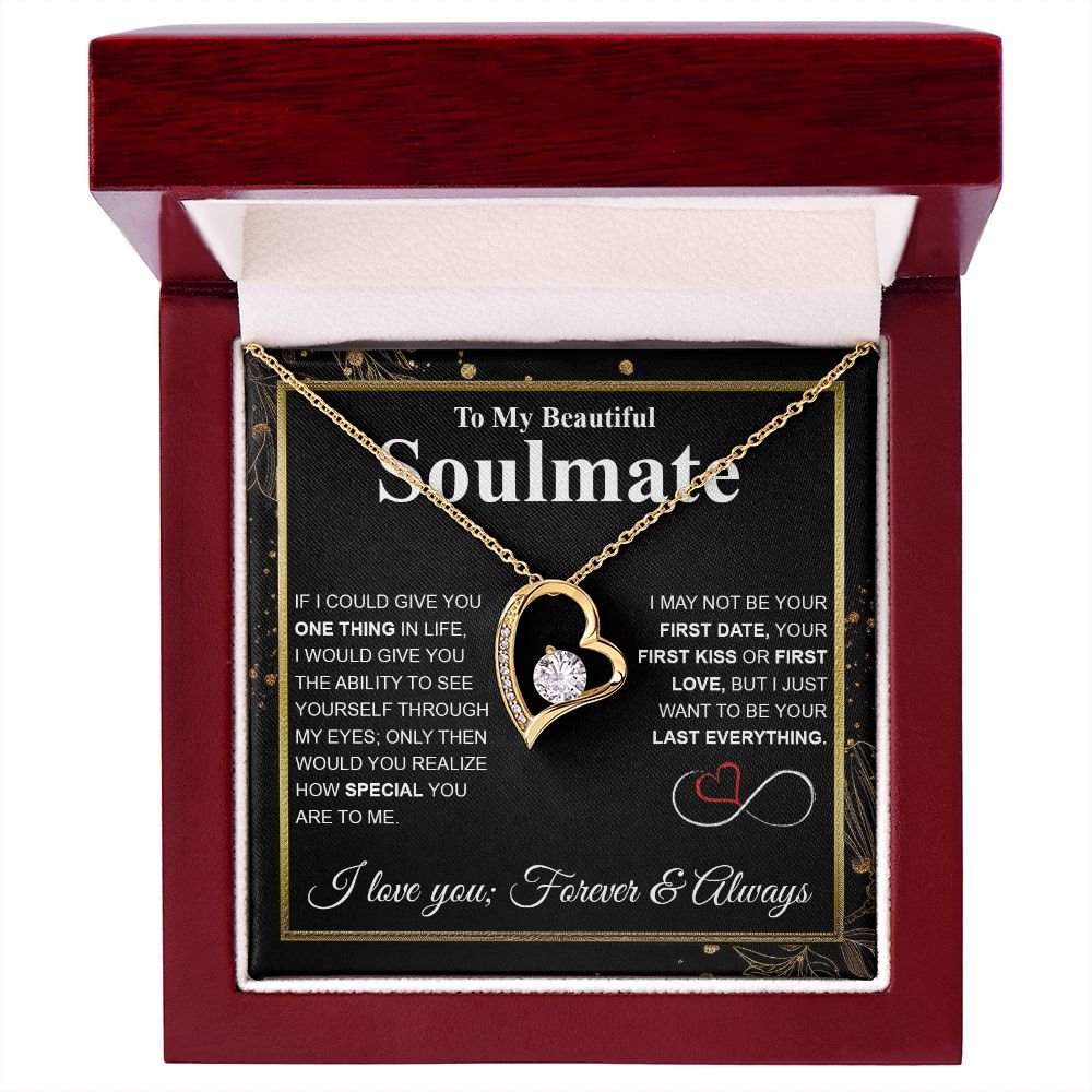 To My Beautiful Soulmate Necklace My Last Everything, Promise Necklace For Her, Fiance Gifts For Her, Wedding Valentine Gifts For Future Wife With Message Card Box LED, Soulmate Necklace For Women, To My Wife Necklace Forever Love