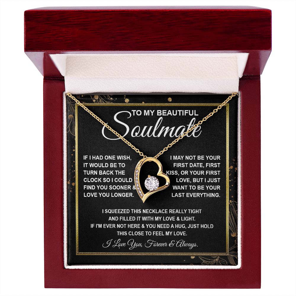 To My Beautiful Soulmate Necklace, Soulmate Jewelry For Women, Wife Necklace From Husband, Soulmate Gifts For Her, To My Future Soulmate Necklace Message Card and Necklace Gifts Box Gift Box Styles on Birthday, Wedding, Anniversary, Valentine Forever Love