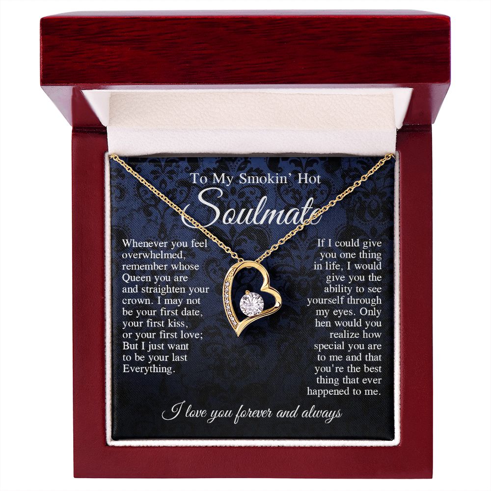 To My Smokin Hot Soulmate Necklace, Valentine Anniversary Jewelry Gift for Women, Anniversary Gifts For Wife From Husband To My Wife Necklace Message Card and Necklace Gift Box Gift Box Styles on Birthday, Wedding, Anniversary, Valentine Forever Love