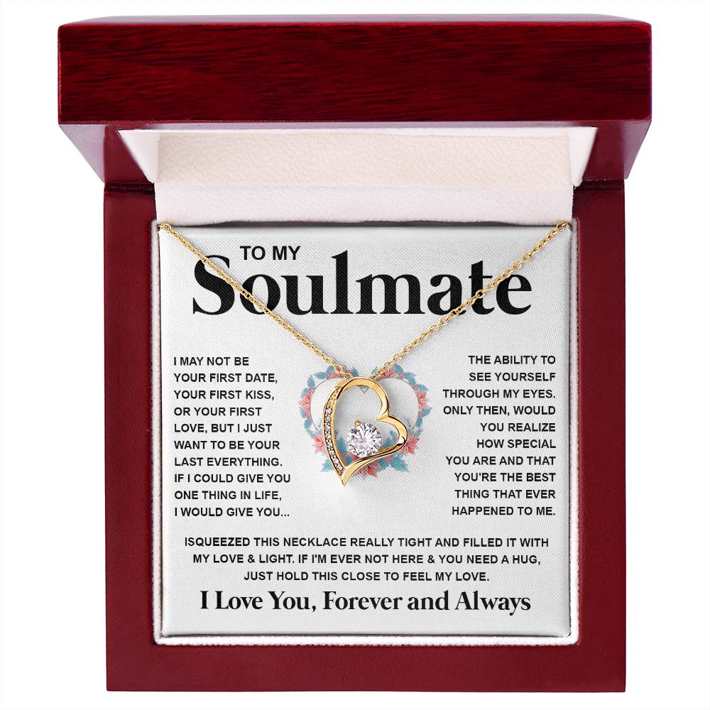 Couples Gifts Necklace To My Soulmate Necklace Valentine Christmas Jewelry Romantic Gifts For My Wife Pendant Jewelry with Message Card and Box Necklaces for Women Valentines Day Happy Anniversary Wedding Present Forever Love
