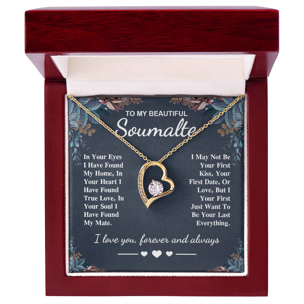 To My Beautiful Soulmate Necklace Gift, Soulmate for Wife Valentine Gifts from Husband, Birthday for Women, Soulmate Gifts, Message Card and Necklace Gifts Box Gift Box Styles on Birthday, Wedding, Anniversary, Valentine Forever Love