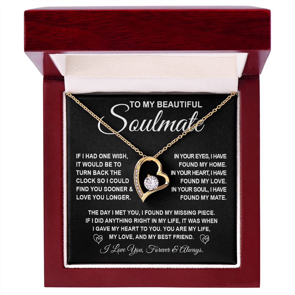 To My Beautiful Soulmate Necklace Gift for Her, Soulmate for Wife Birthday Gifts from Husband, Valentine Jewelry for Women, Soulmate Gifts, Message Card and Necklace Gifts Box Gift Box Styles on Birthday, Wedding, Anniversary, Valentine Forever Love