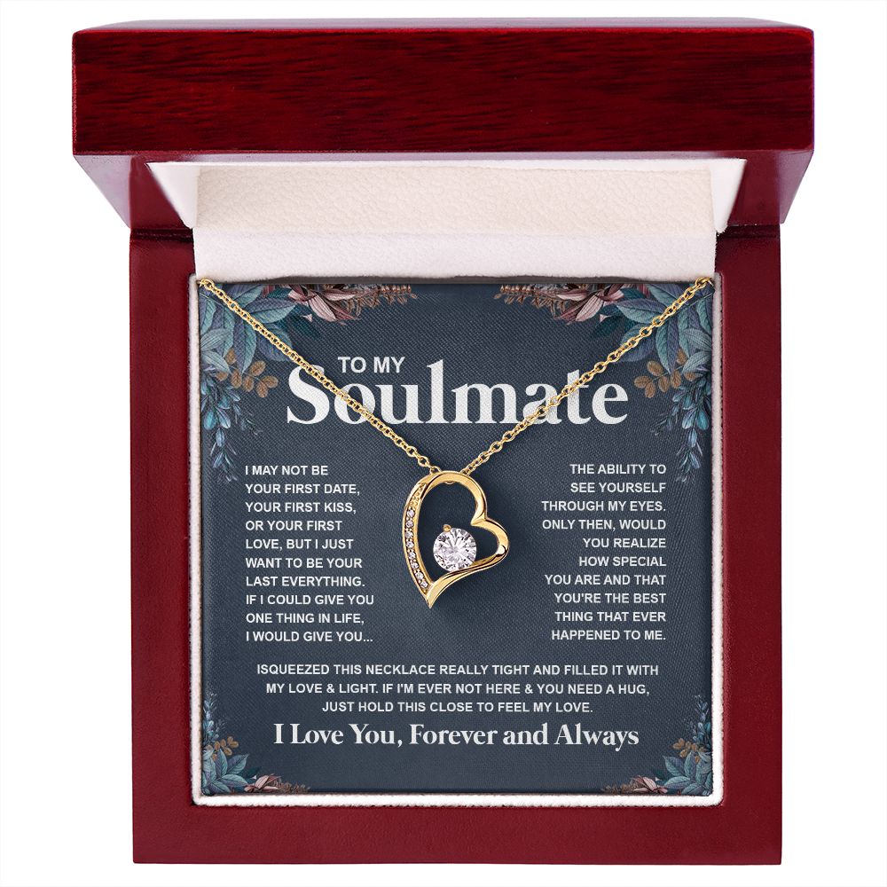 Couples Gifts Necklace To My Soulmate Necklace Anniversary Valentine Jewelry Romantic Gifts For My Wife Pendant Jewelry with Message Card and Box Necklaces for Women Valentines Day Happy Anniversary Wedding Present Forever Love
