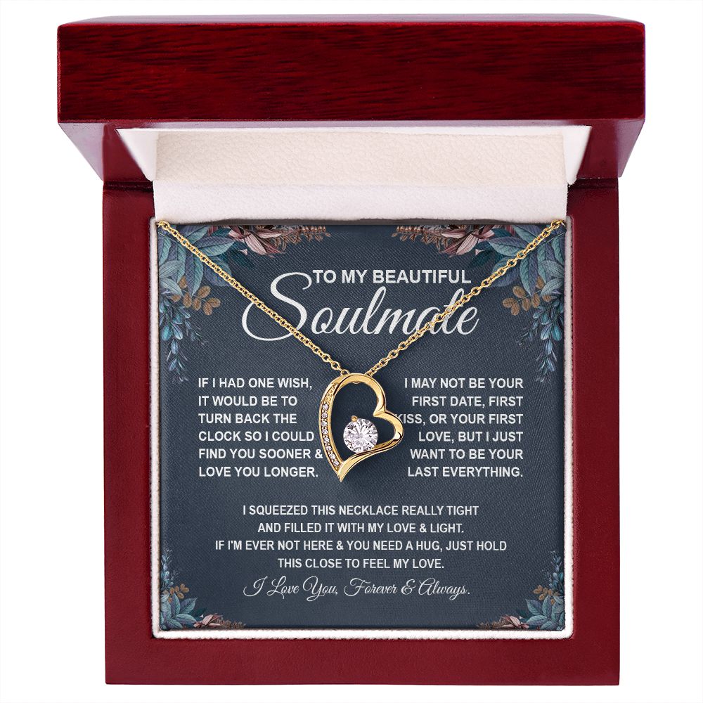 To My Beautiful Soulmate Necklace, Soulmate Jewelry For Women, Wife Necklace From Husband, Soulmate Gifts For Her, To My Future Soulmate Necklace Message Card and Necklace Gift Box Gift Box Styles on Birthday, Wedding, Anniversary, Valentine Forever Love