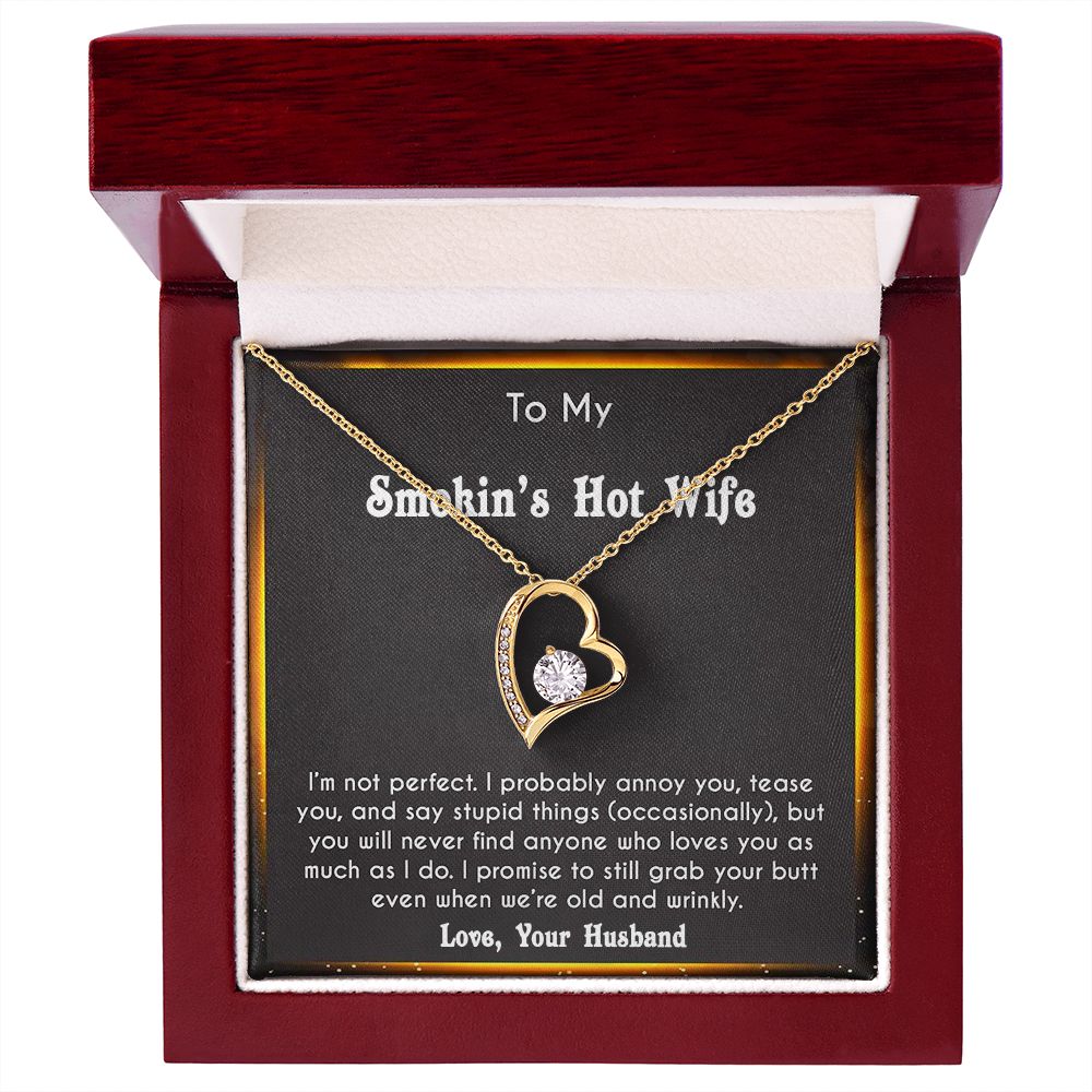 to My Smokin Hot Wife Necklace Future Wife Gifts, Promise Necklace For Her, Fiance Gifts For Her, Valentine Birthday Gifts For Future Wife With Message Card Box LED, Soulmate Necklace For Women, To My Wife Necklace Forever Love