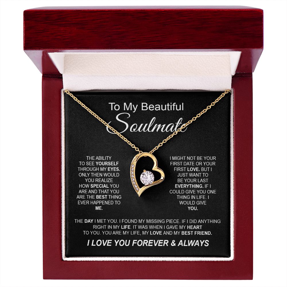 To My Beautiful Soulmate Necklace, Love Necklace for Girlfriend, Soulmate Jewelry, Soulmate Necklace, Future Wife Gifts, Necklace for Wife from Husband Necklace Message Card and Gift Box Styles on Birthday, Christmas, Wedding, Anniversary Forever Love