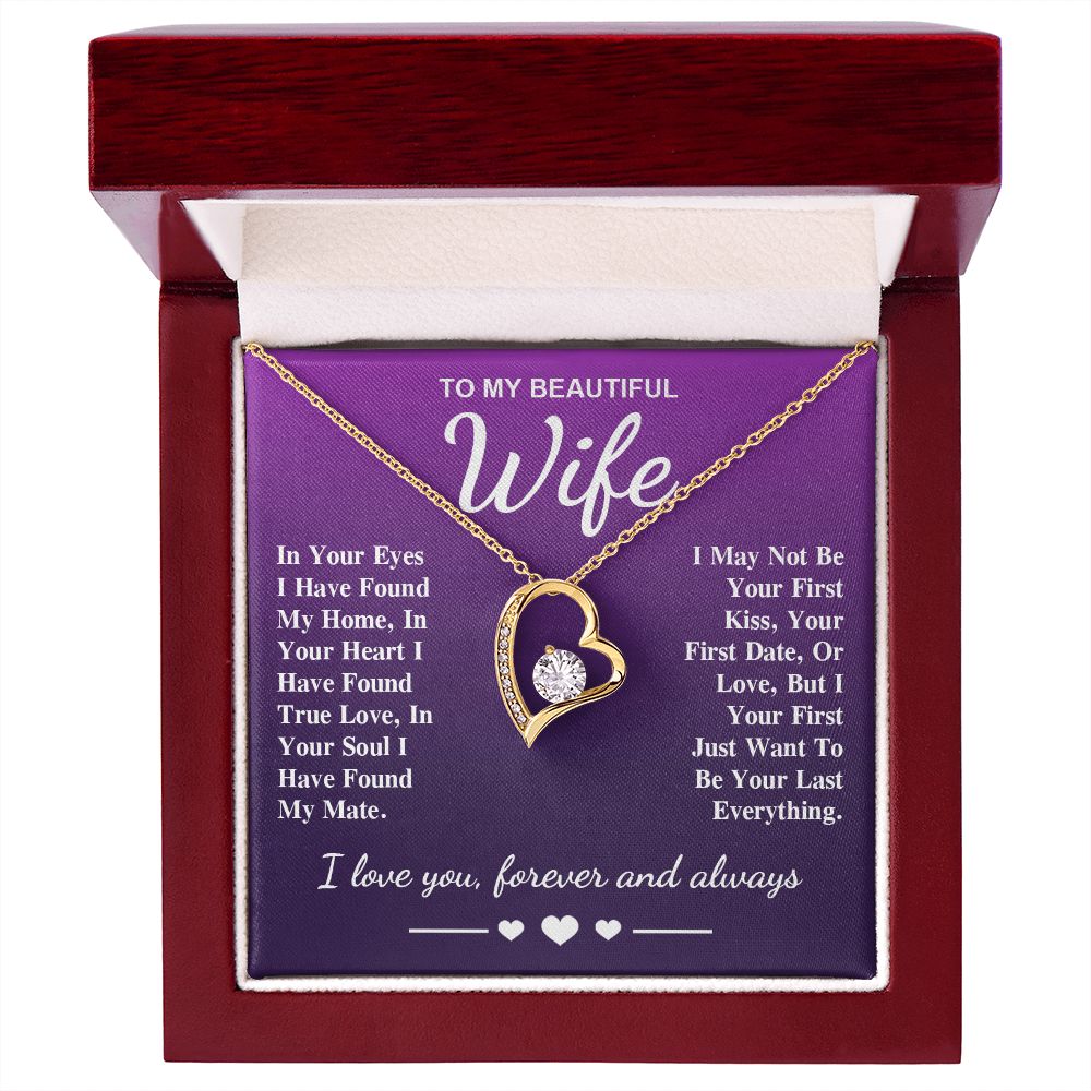 To My Beautiful Wife Necklace Gift, Soulmate for Wife Birthday Gifts from Husband, Valentine for Women, Soulmate Gifts, Message Card and Necklace Gifts Box Gift Box Styles on Birthday, Wedding, Anniversary, Valentine Forever Love