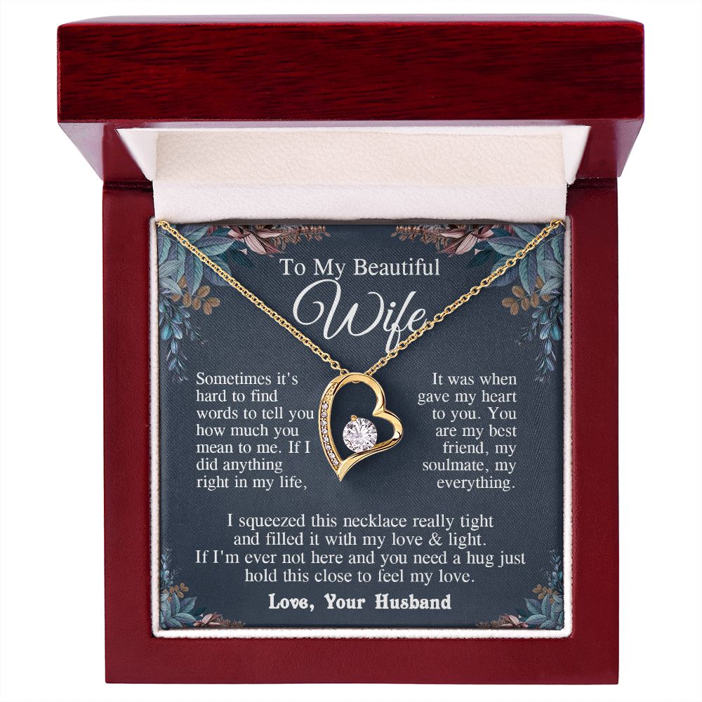 Wife Necklace from Husband, Valentine Romantic Gift for Wife from Husband to My Wife Necklaces for Wife Birthday Gifts, Wife Jewelry Necklace Message Card and Necklace Gift Box Gift Box Styles on Birthday, Wedding, Anniversary, Valentine Forever Love