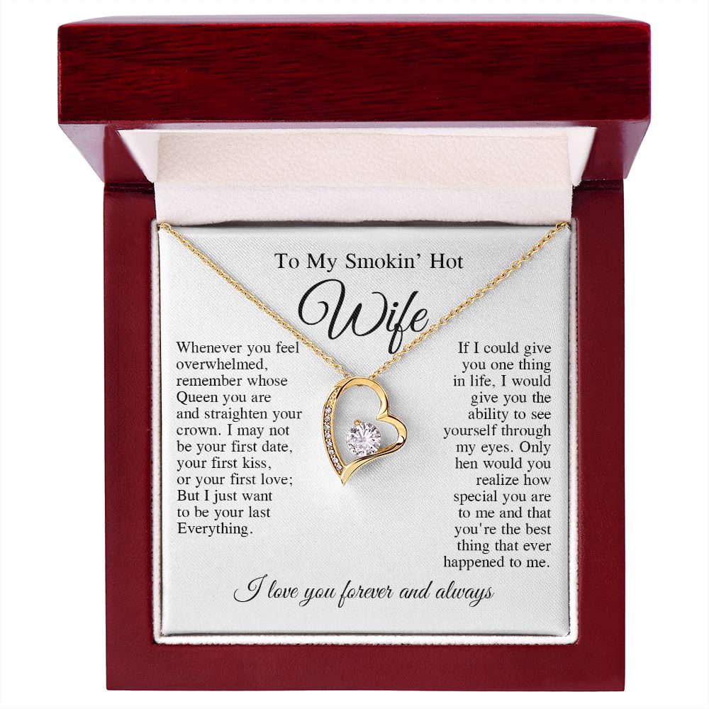To My Beautiful Wife Necklace, Wedding Anniversary Jewelry for Women, Anniversary Gifts For Wife From Husband To My Wife Necklace Message Card and Necklace Gift Box Gift Box Styles on Birthday, Wedding, Anniversary, Valentine Forever Love