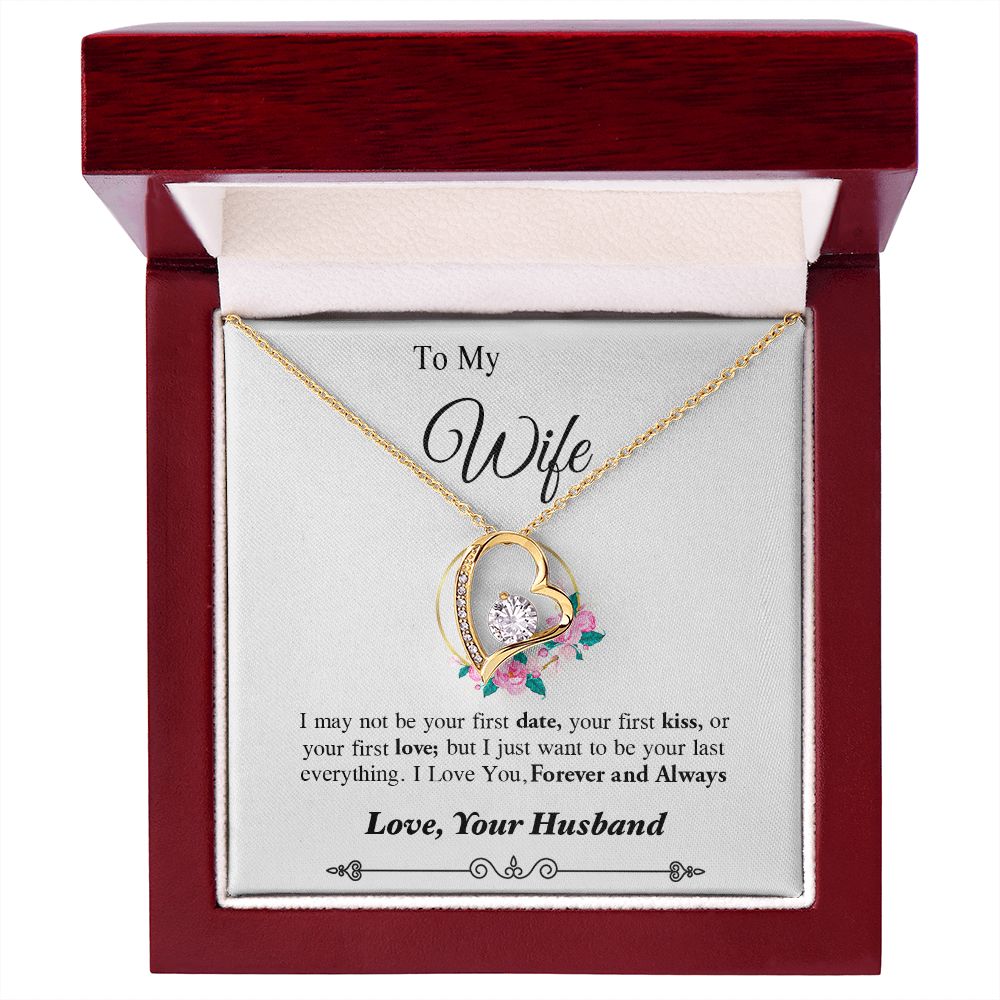 Couples Gifts, To My Dear Wife Necklace Gifts From Husband, Wedding Anniversary Jewelry For Wife From Husband, Necklace Customer Name Message Card and Gift Box styles On Birthday, Christmas, Anniversary Forever Love