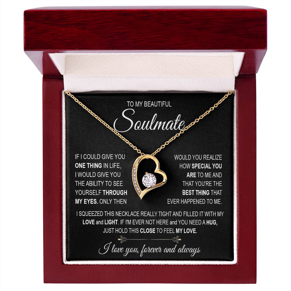 To My Soulmate Necklace for Women, Necklaces For Wife from Husband, Soulmate Necklace to My Future Wife Necklace, Necklace For Girlfriend with Message Card and Necklace Gift Box Gift Box Styles on Birthday, Christmas, Wedding, Anniversary Forever Love