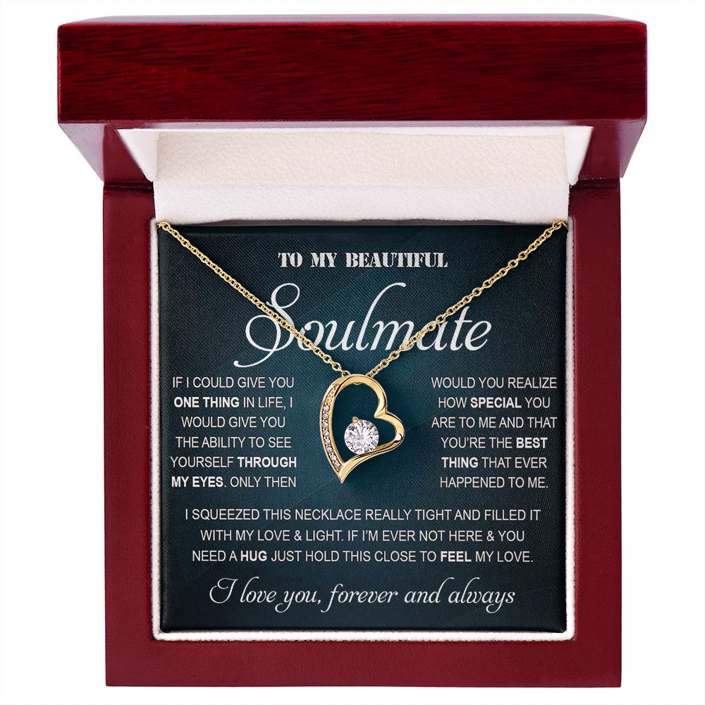 Personalized Valentine Gift For Wife, To My Soulmate Necklace For Women, Soulmate Necklace, To My Wife Necklace From Husband, Necklace Custom Name Message Card and Gift Box Styles on Birthday, Christmas, Wedding, Anniversary Forever Love