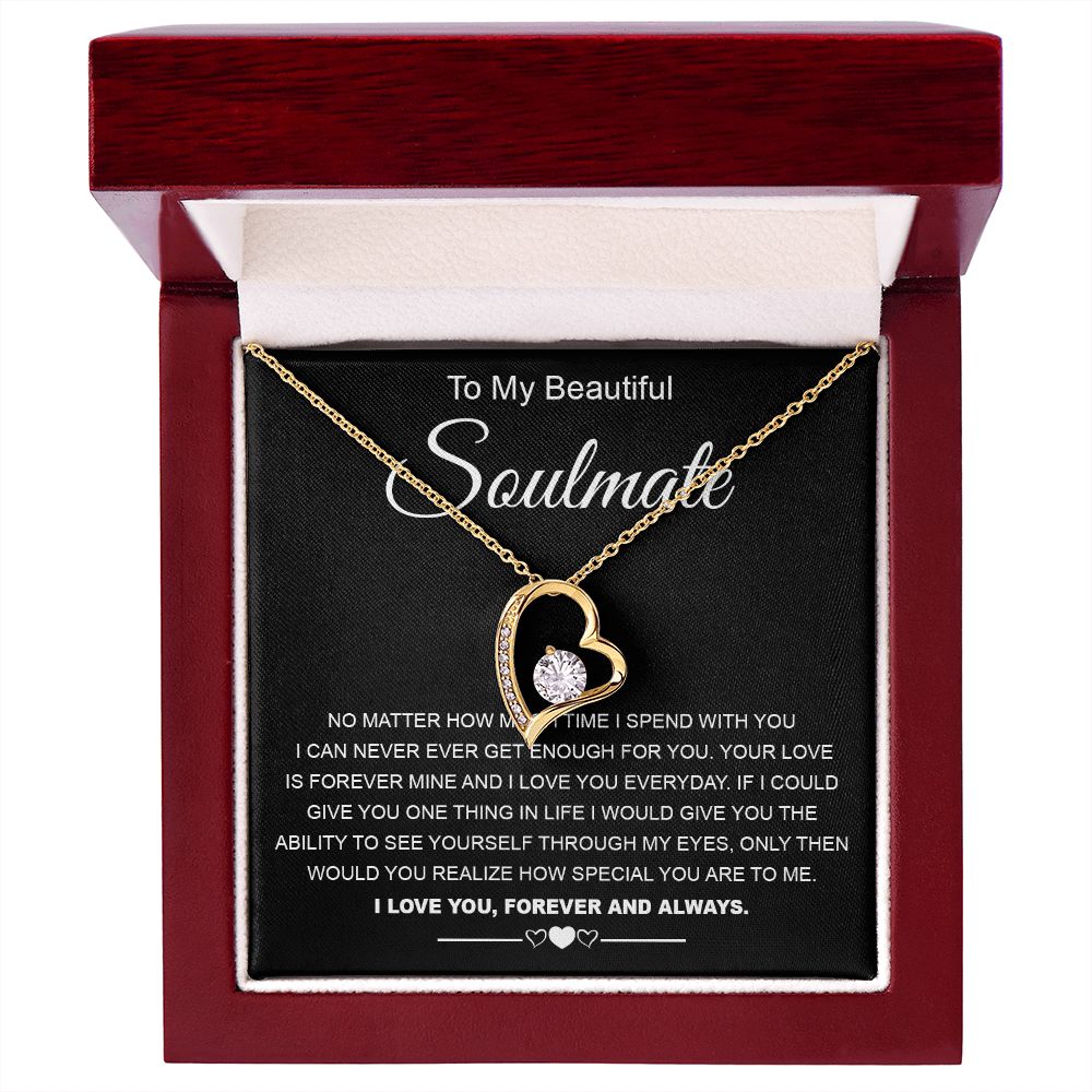 To My Beautiful Soulmate Necklace Birthday Gifts for Wife Gifts from Husband, Wife Valentine Gifts, Gifts for Wife, Message Card and Necklace Gift Box Gift Box Styles on Birthday, Wedding, Anniversary, Valentine Forever Love