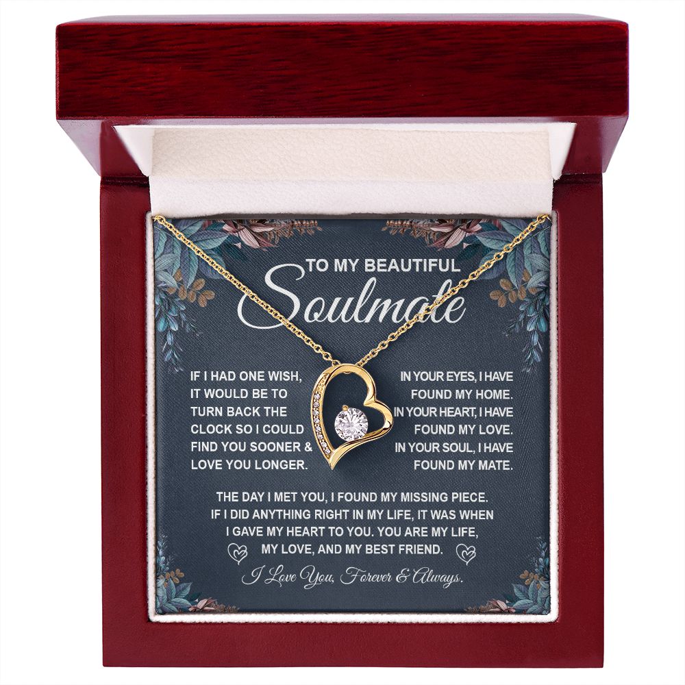 To My Beautiful Soulmate Necklace Gift for Her, Soulmate for Wife Valentine Gifts from Husband, Birthday Jewelry for Women, Soulmate Gifts, Message Card and Necklace Gifts Box Gift Box Styles on Birthday, Wedding, Anniversary, Valentine Forever Love