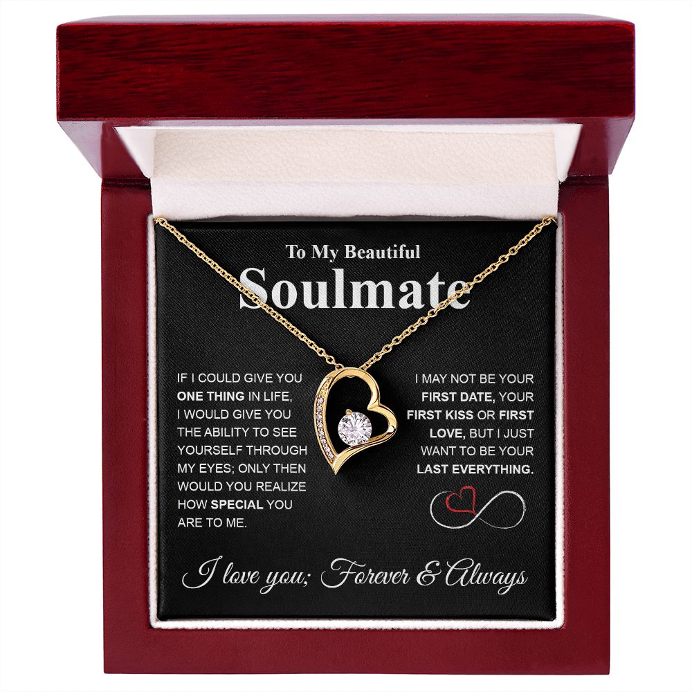 To My Beautiful Soulmate Necklace My Last Everything, Promise Necklace For Her, Fiance Gifts For Her, Valentine Gifts For Future Wife With Message Card Box LED, Soulmate Necklace For Women, To My Wife Necklace Forever Love
