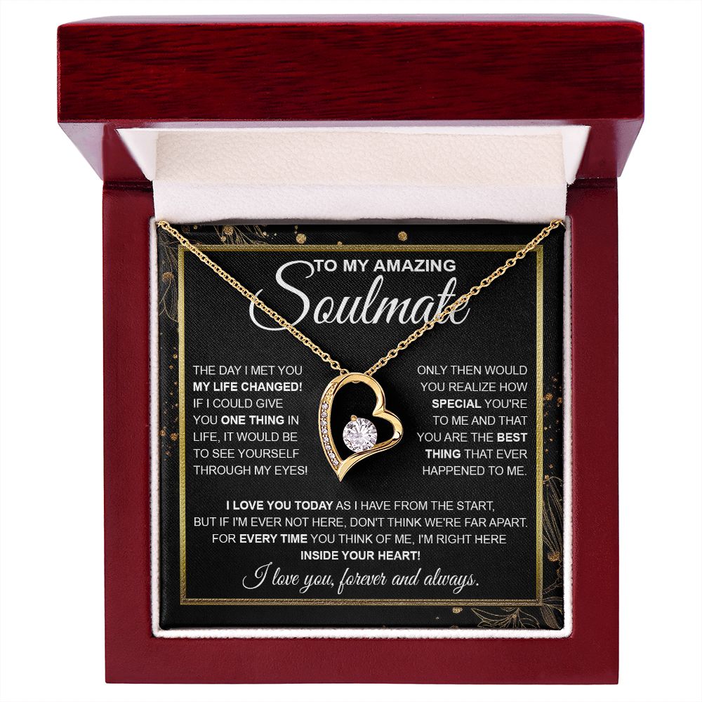 To My Amazing Solmate Necklace Gift From Husband To My Badass Wife Pendant Valentine Jewelry with Message Card and Gift Box. Gift for Wife. Necklace Gift Set for Wife Necklace Gifts Box Gift Box Styles Forever Love