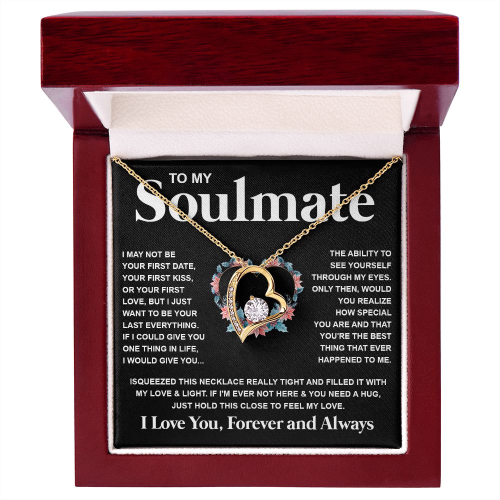 Couples Gifts Necklace To My Soulmate Necklace Birthday Christmas Jewelry Romantic Gifts For My Wife Pendant Jewelry with Message Card and Box Necklaces for Women Valentines Day Happy Anniversary Wedding Present Forever Love