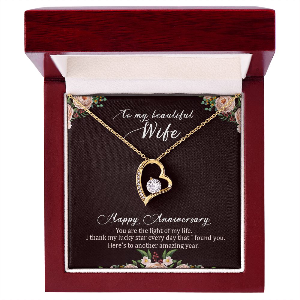To My Beautiful Wife Necklace, Wife Necklace, Wife Gift, WIfe Gift From Husband, Happy Anniversary, Meaningful Necklace Message Card and Gift Box Styles on Birthday, Christmas, Anniversary  Forever Love