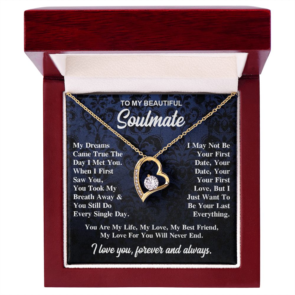 To My Soulmate Necklace Gift for Her, Soulmate Jewelry, Necklaces for Wife from Husband, Wedding To My Wife Necklace, Soulmate Gifts, Necklace Message Card and Gift Box Styles on Birthday, Wedding, Anniversary, Valentine Forever Love