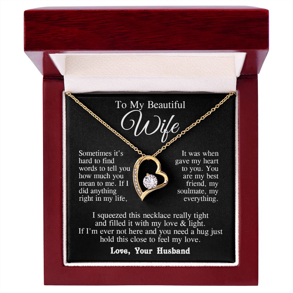 Wife Necklace from Husband, Wedding Anniversary Romantic Gifts for Wife from Husband to My Wife Necklaces for Wife Birthday Gifts, Wife Jewelry Necklace Message Card and Necklace Gift Box Gift Box Styles on Birthday, Wedding, Anniversary, Valentine Foreve