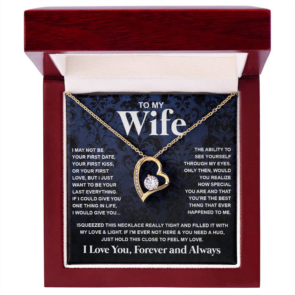 Couples Gifts Necklace To My Wife Necklace Anniversary Christmas Jewelry Romantic Gifts For My Wife Pendant Jewelry with Message Card and Box Necklaces for Women Valentines Day Happy Anniversary Wedding Present Forever Love