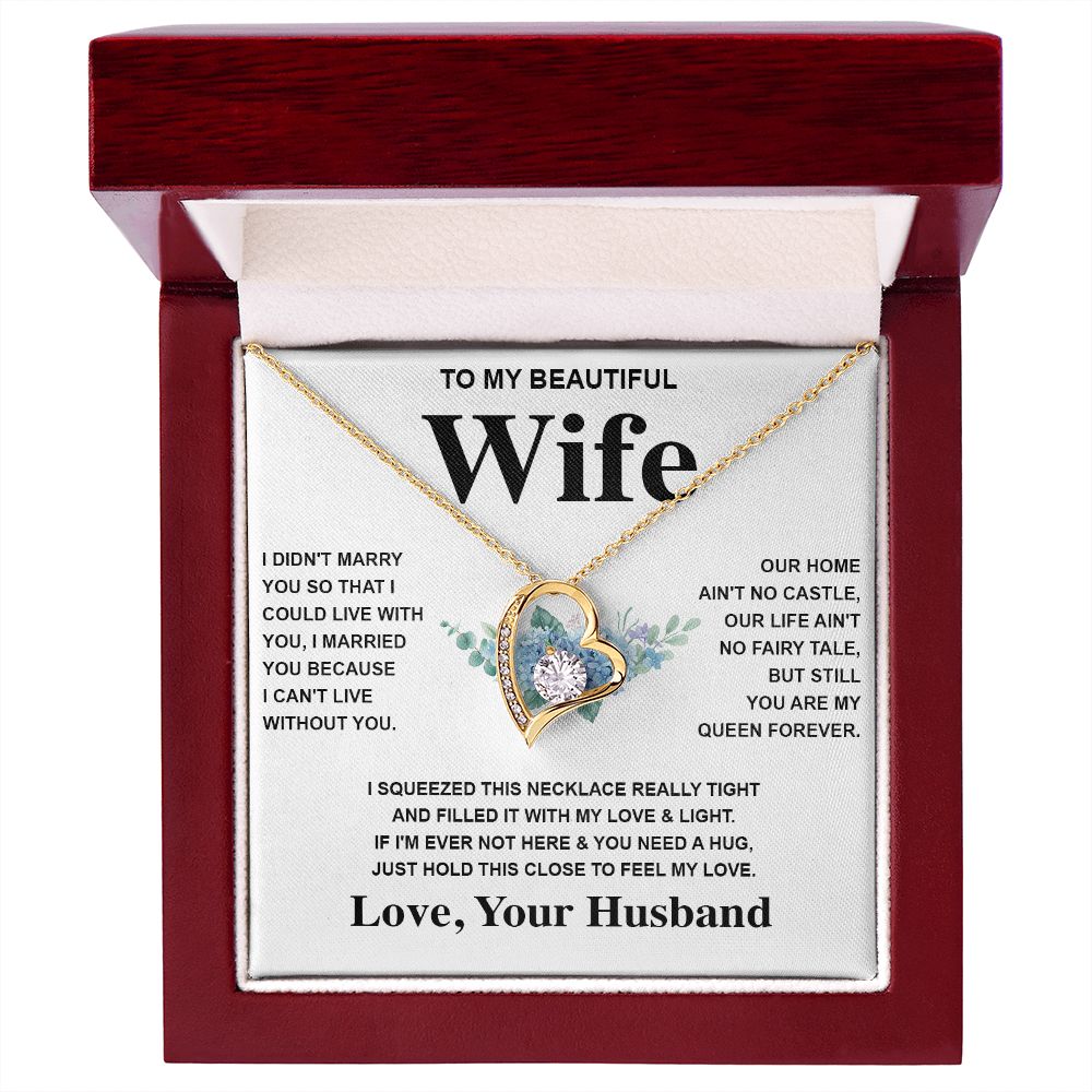Wife Necklace Gift From Husband To My Badass Wife Pendant Valentines Day Anniversary Jewelry with Message Card and Gift Box. Gift for Wife. Necklace Gift Set for Wife Message Card and Necklace Gifts Box Gift Box Styles Forever Love