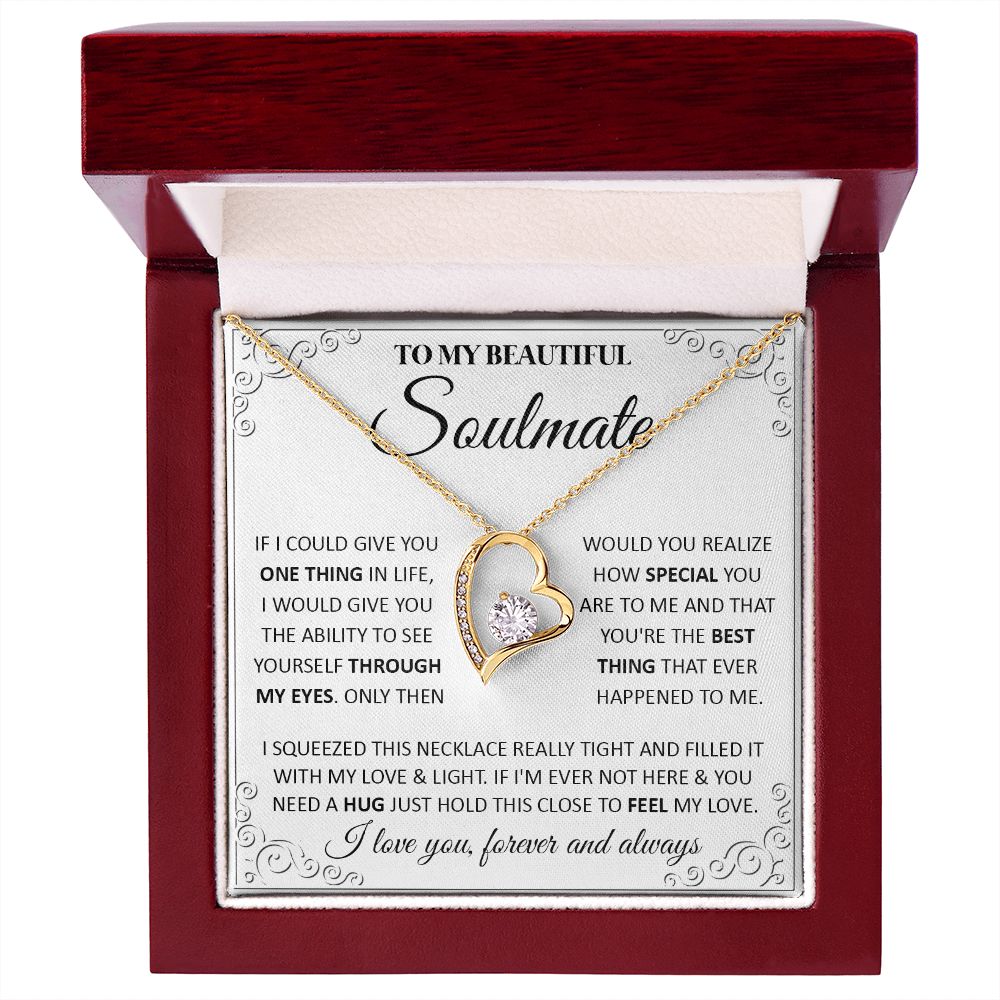 Couples Gifts, To My Beautiful Soulmate Necklace From Husband, Wedding Anniversary For Wife From Husband, Wife Wedding From Husband, To My Wife, Necklace Custom Name Message Card and Gift Box Styles on Birthday, Christmas, Wedding, Anniversary Forever Lov